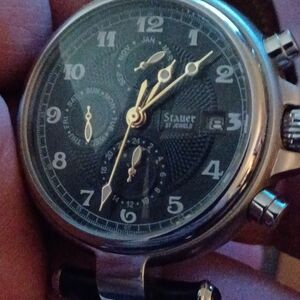 Stauer Silver and Black Chronograph Watch